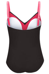 Rose Pleated Cross Wrap Front One Piece Swimsuit